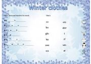 English worksheet: winter clothes