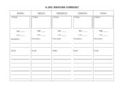 English worksheet: 5 day Weather Forecast