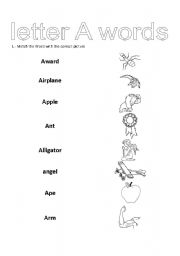 English Worksheet: words with a