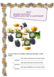 English worksheet:   Fruits