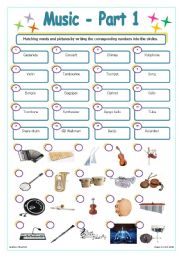 English Worksheet: Music - Part 1