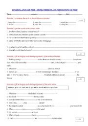 English Worksheet: Simple present and prepositions of time -Test