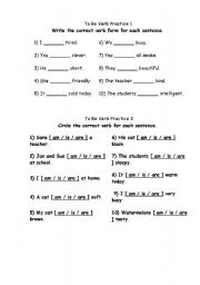 English Worksheet: The verb TO BE