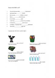 English Worksheet: How much, how many, some, any