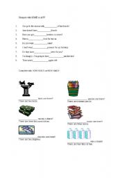 English worksheet: How much, how many, some, any