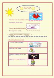 English Worksheet: can and can´t