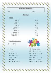 English Worksheet: Numbers 1 to 100