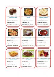 English Worksheet: Recipes cards