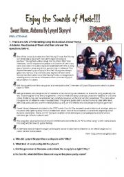 English Worksheet: Song:Sweet home, Alabama by Lynyrd Skynyrd 