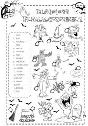 English Worksheet: Halloween  - Matching Activity