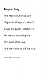 English worksheet: Recycle son