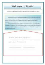 English Worksheet: Welcome to Florida