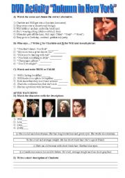 English Worksheet: MOVIE AUTUMN IN NEW YORK