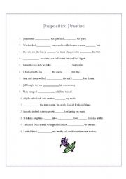 English worksheet: Preposition Practice 1