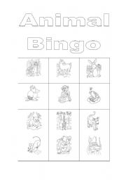 English Worksheet: Animal bingo