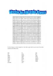 English Worksheet: Word Search - Verbs in Simple Form