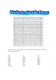 English worksheet: Word Search - Verbs in Simple Form