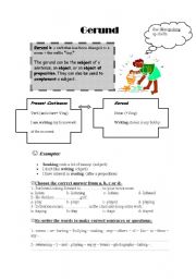 English worksheet: Gerund