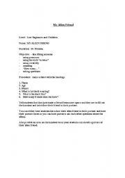 English Worksheet: My alien friend