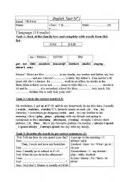 English Worksheet: test for beginners