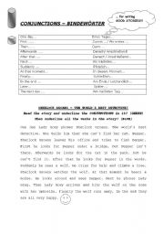 English Worksheet: Conjunctions - for story writing