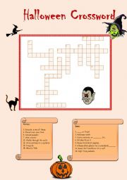 English Worksheet: Halloween crossword