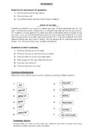 English Worksheet: ways of eating