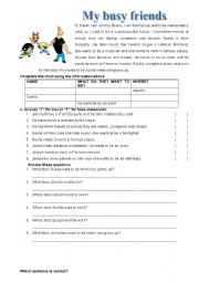 English Worksheet: MY BUSY FAMILY - JOBS AND PRESENT SIMPLE - BASIC