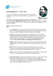 English Worksheet: Book assignment, Oliver Twist 