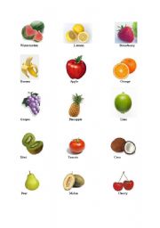 English Worksheet: Fruits