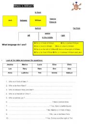 English worksheet: location location