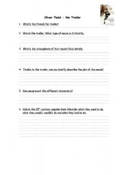 English worksheet: Oliver Twist Trailer