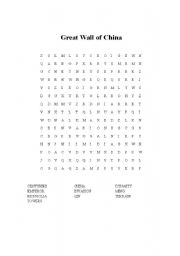 English Worksheet: Great Wall Word Search