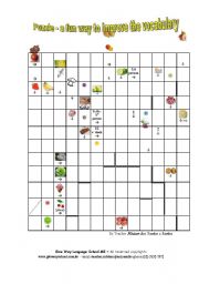 English Worksheet: Puzzle _ Food Vocabulary