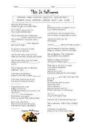 English Worksheet: Halloween Song / This is Halloween