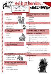 English Worksheet: ARE YOU A HALLOWEEN EXPERT ?