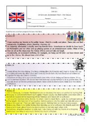 English Worksheet: Assessment Test on Hobbies