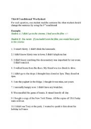 English Worksheet: third conditional