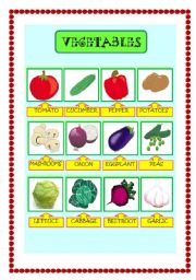 English worksheet: vegetables pictionary