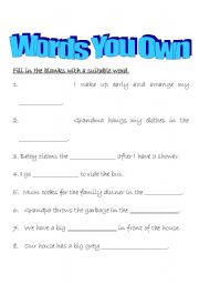 English Worksheet: Lexis