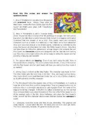 English Worksheet: Alice in Wonderland: film review