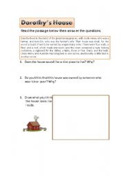 English worksheet: Wizard of Oz reading comprehension