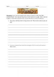 English worksheet: Ink Heart Activity Sheet to go along with Movie