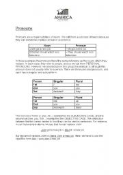 English Worksheet: PRONOUNS