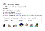 English worksheet: memory chain daily activities