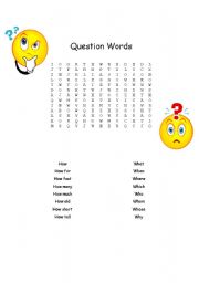 English worksheet: Question words