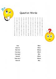 English Worksheet: Question words