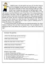 English Worksheet: reading