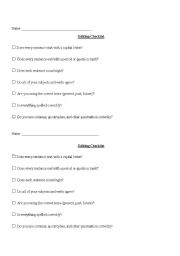 English Worksheet: ESL Self-Editing Checklist