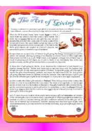 English Worksheet: Reading - The Art of Giving